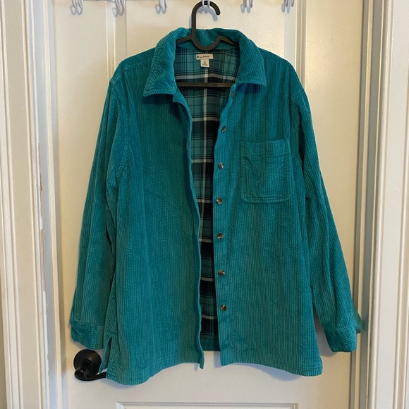 L.L. Bean Jackets & Blazers - L.L. Bean Teal Plaid Lined Corduroy Shacket/Shirt